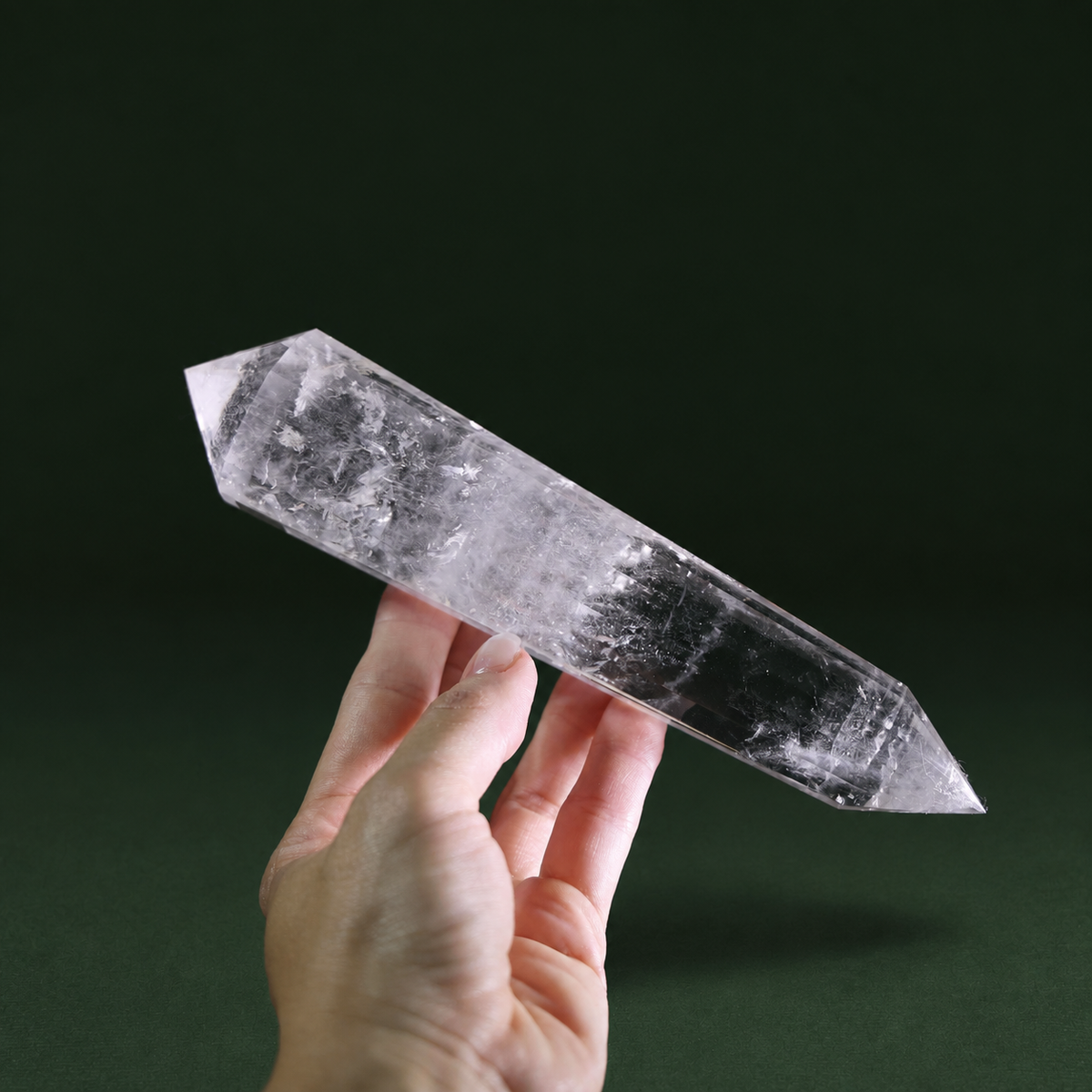 Compact 6-Inch 12-Sided Vogel-Cut Quartz Crystal