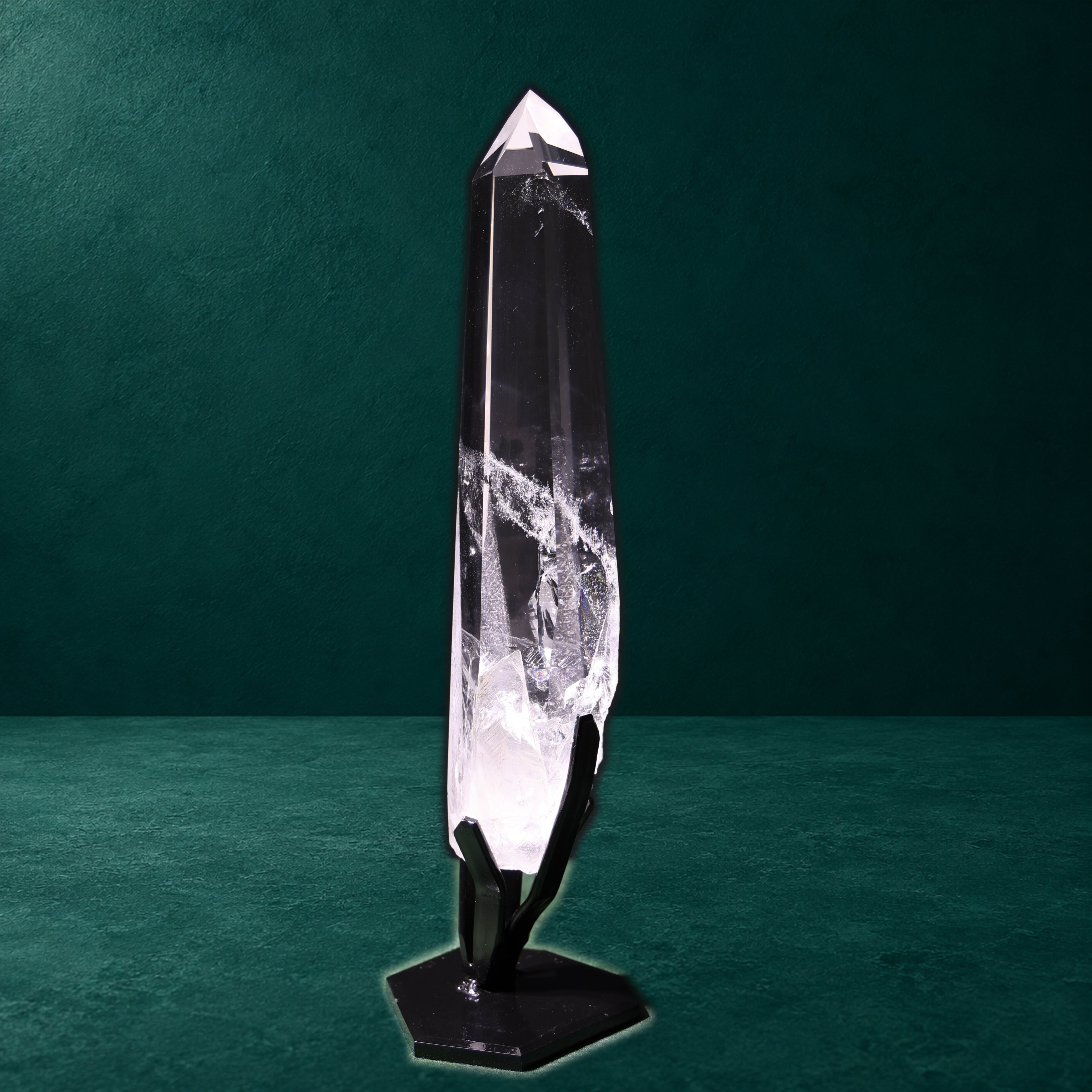 Tall Clear Lemurian Quartz with Rainbow