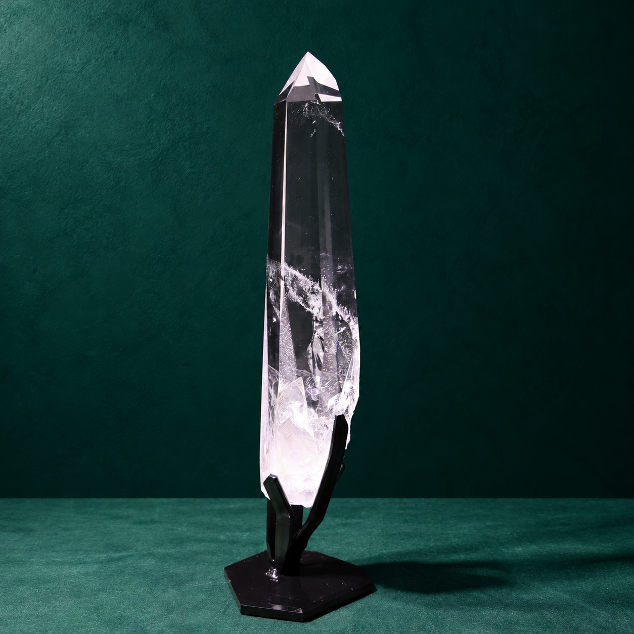 Tall Clear Lemurian Quartz with Rainbow