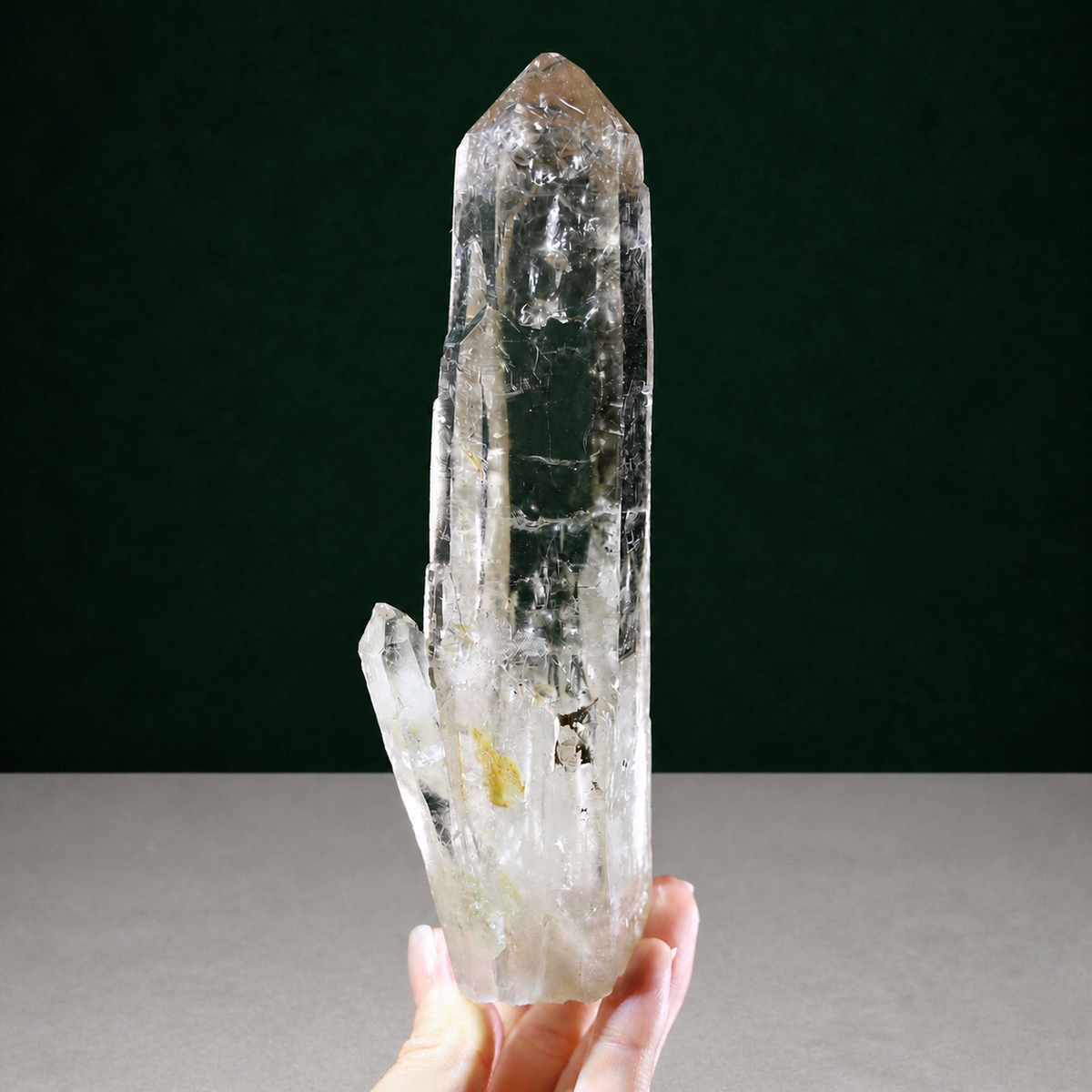Light Smoky Lemurian Seed with Yellow Iron and Rainbow