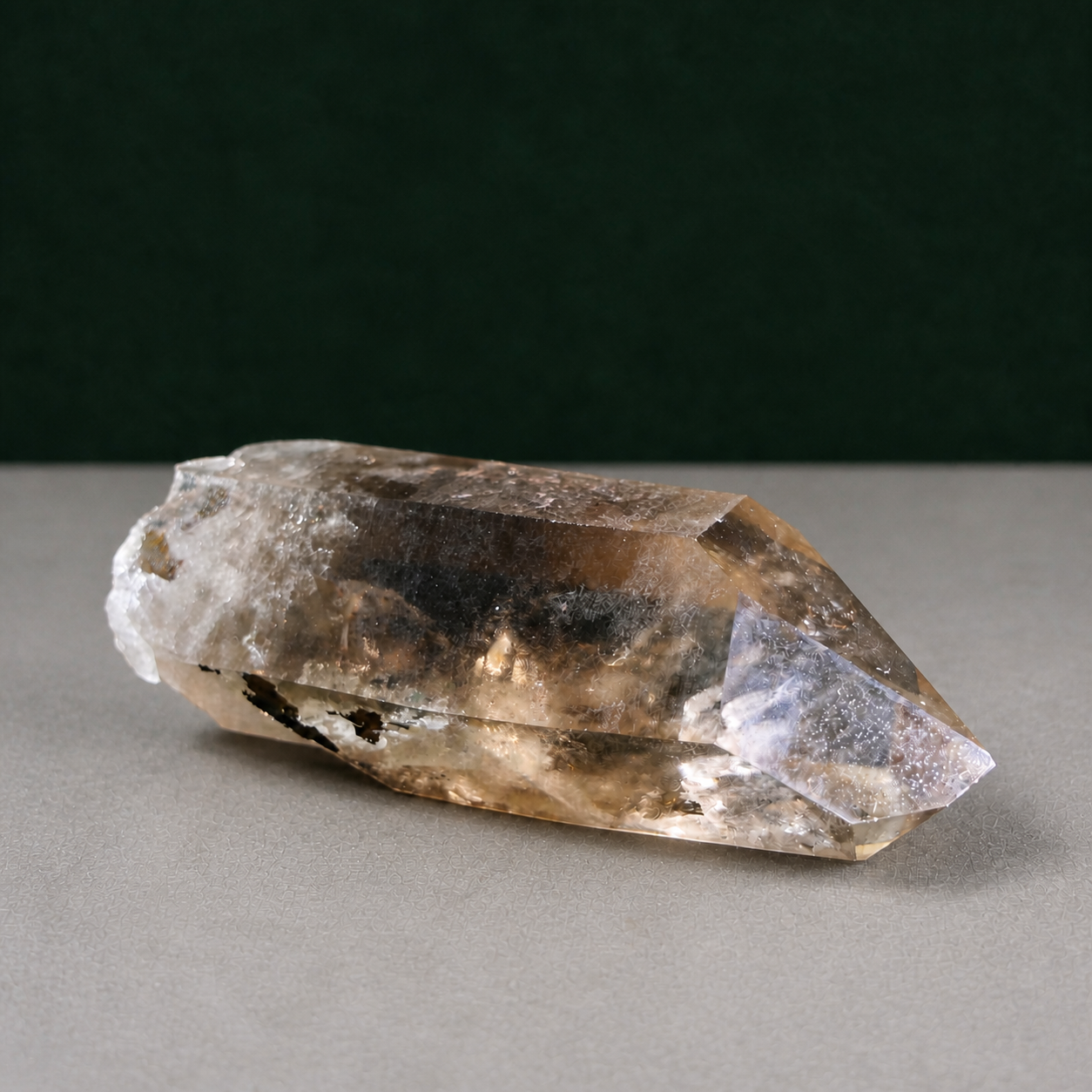 Unpolished Smoky Lemurian Seed with Iron Inclusions