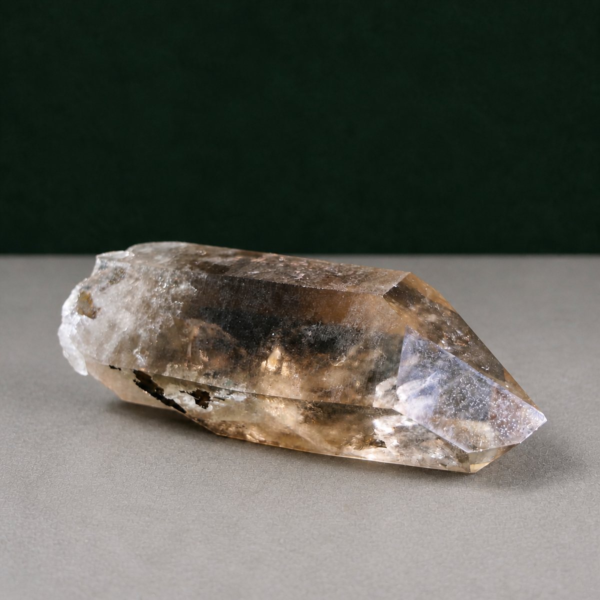 Unpolished Smoky Lemurian Seed with Iron Inclusions