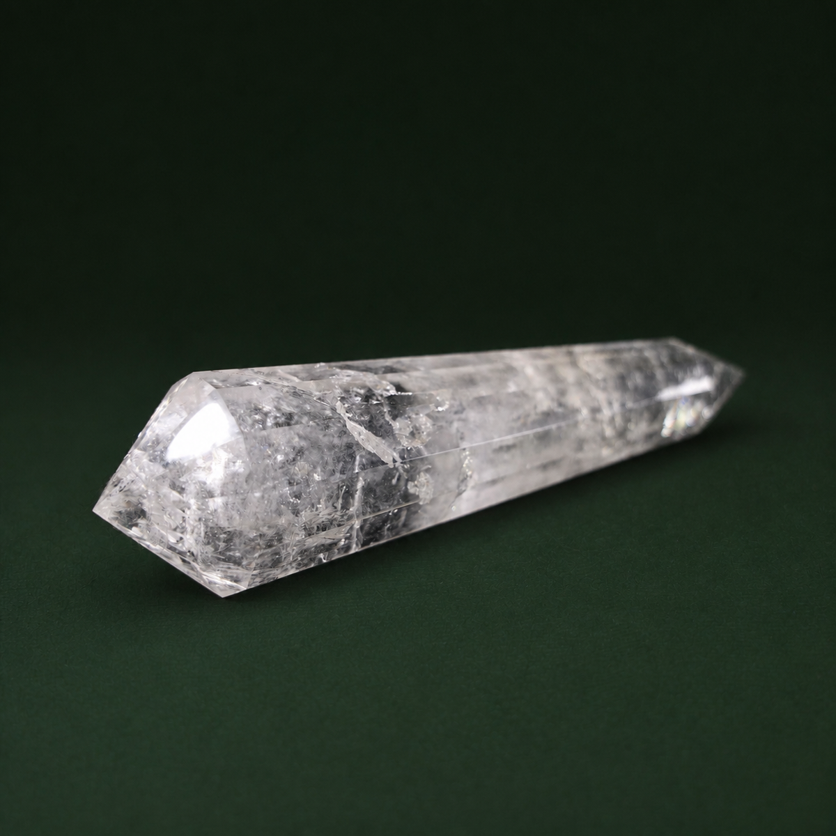 Slender 6.5-Inch 12-Sided Vogel-Cut Quartz Crystal