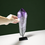 Deep purple naturally terminated amethyst wand, front view