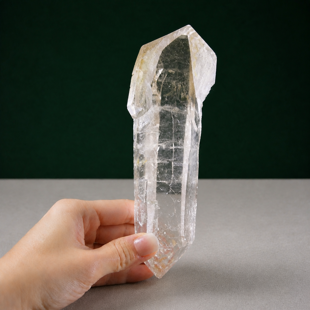 Light Smoky Lemurian Seed with Yellow Iron and Rainbow