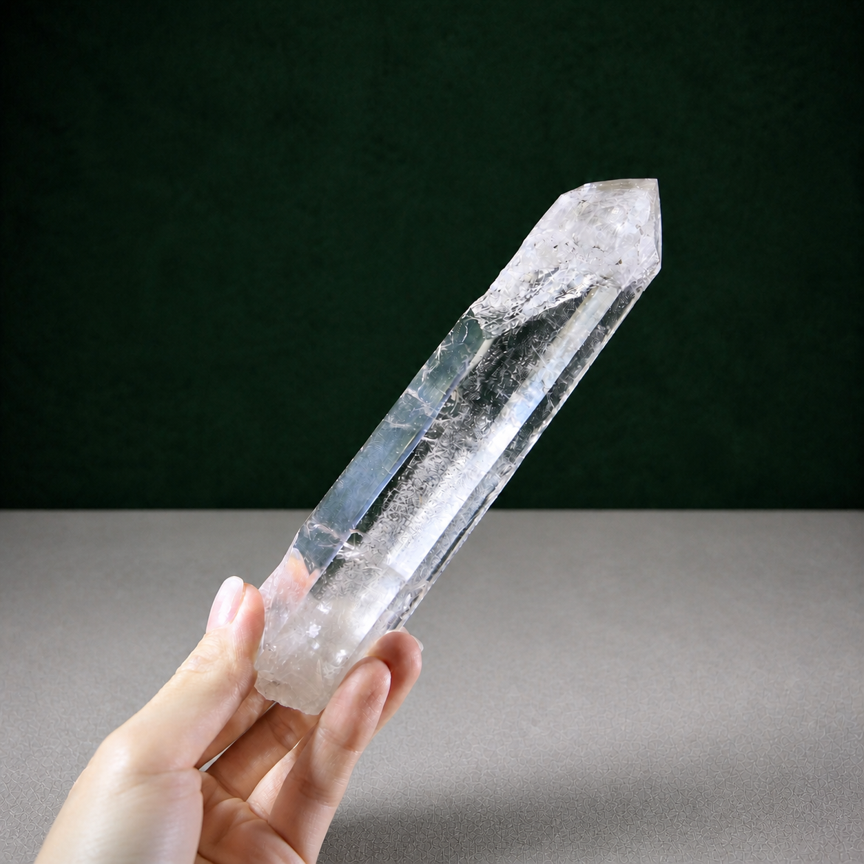 Light Smoky Polished Lemurian Seed with High Clarity