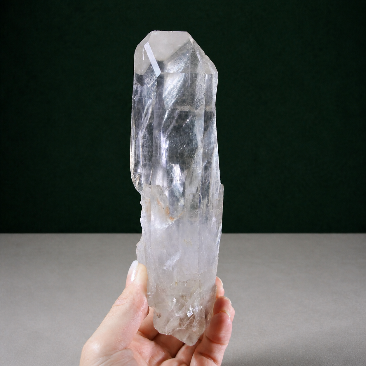 Unpolished Lemurian Seed with Striated Matrix Contact