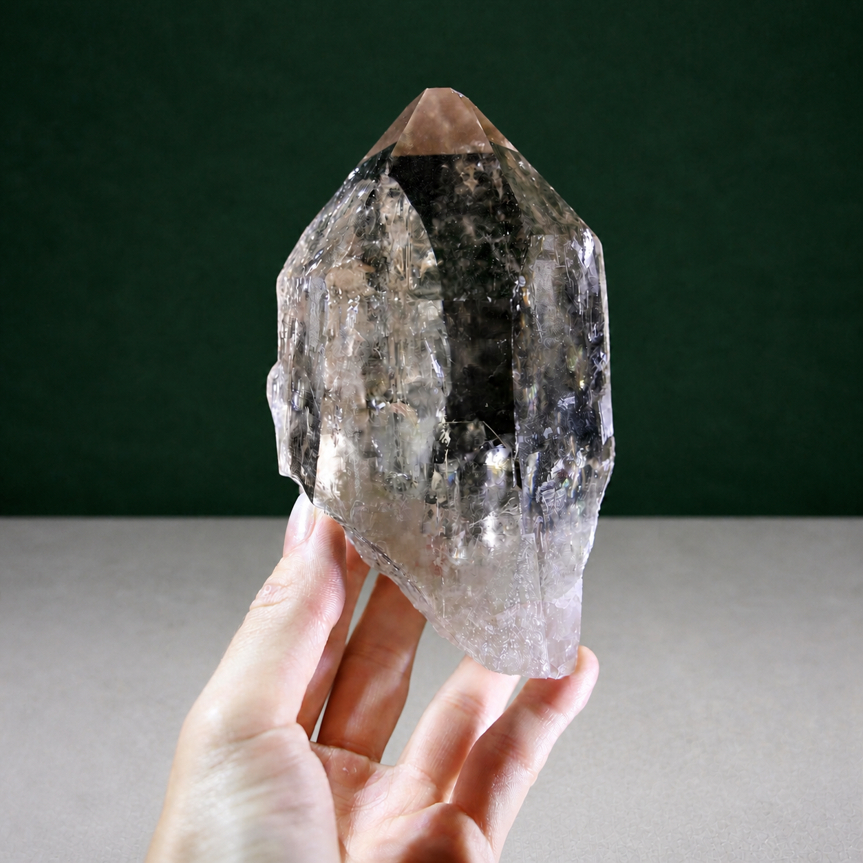 Unpolished Smoky Lemurian Seed with Cathedral Formation