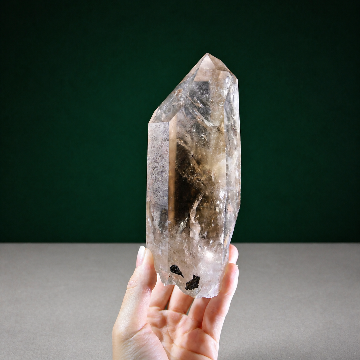 Unpolished Smoky Lemurian Seed with Iron Inclusions