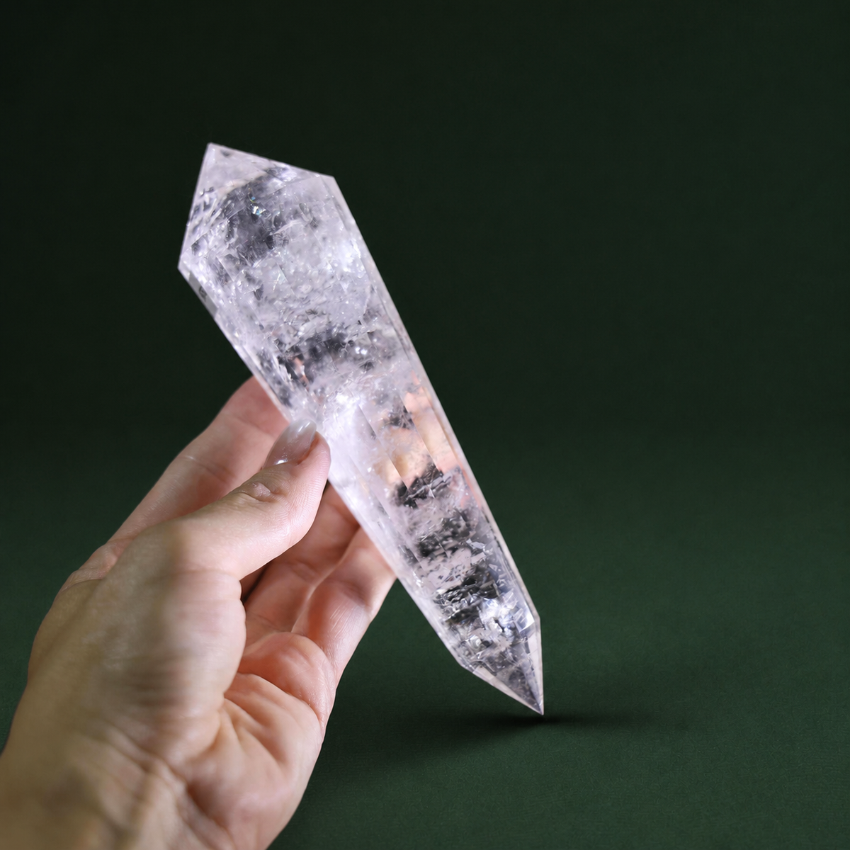 Slender 6.5-Inch 12-Sided Vogel-Cut Quartz Crystal