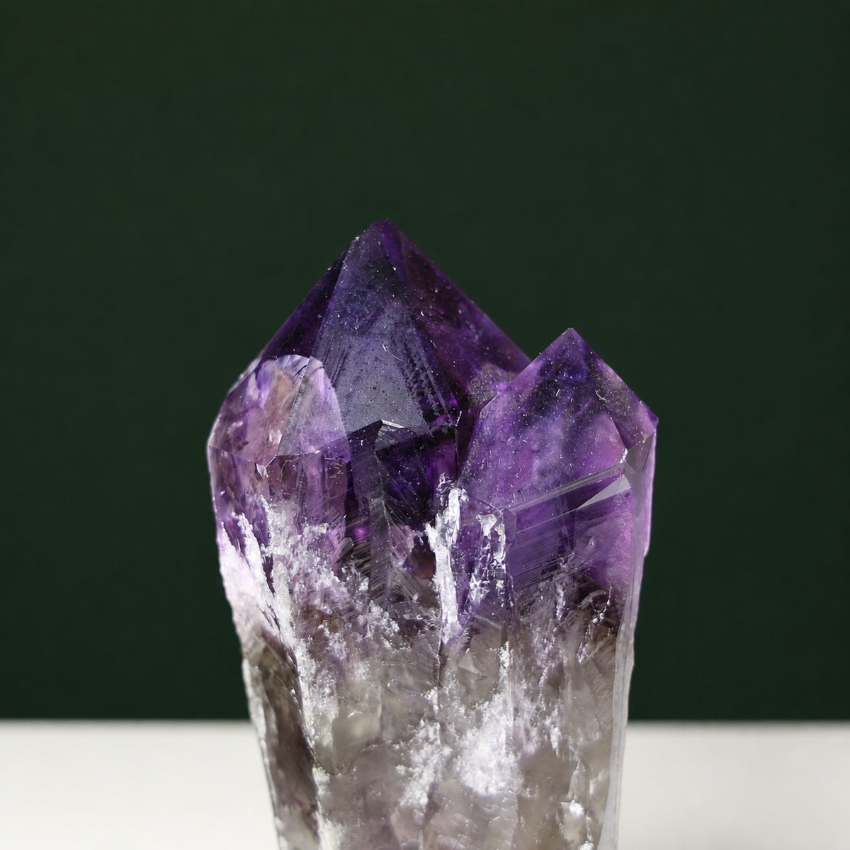 Multi-point natural amethyst wand, side view