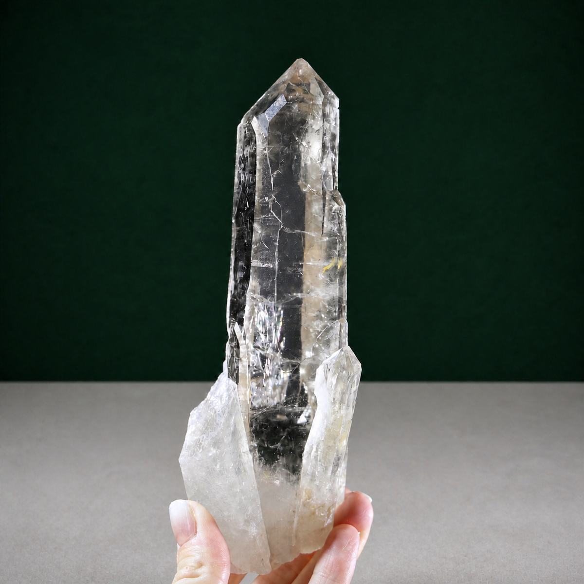 Light Smoky Lemurian Seed with Yellow Iron and Rainbow