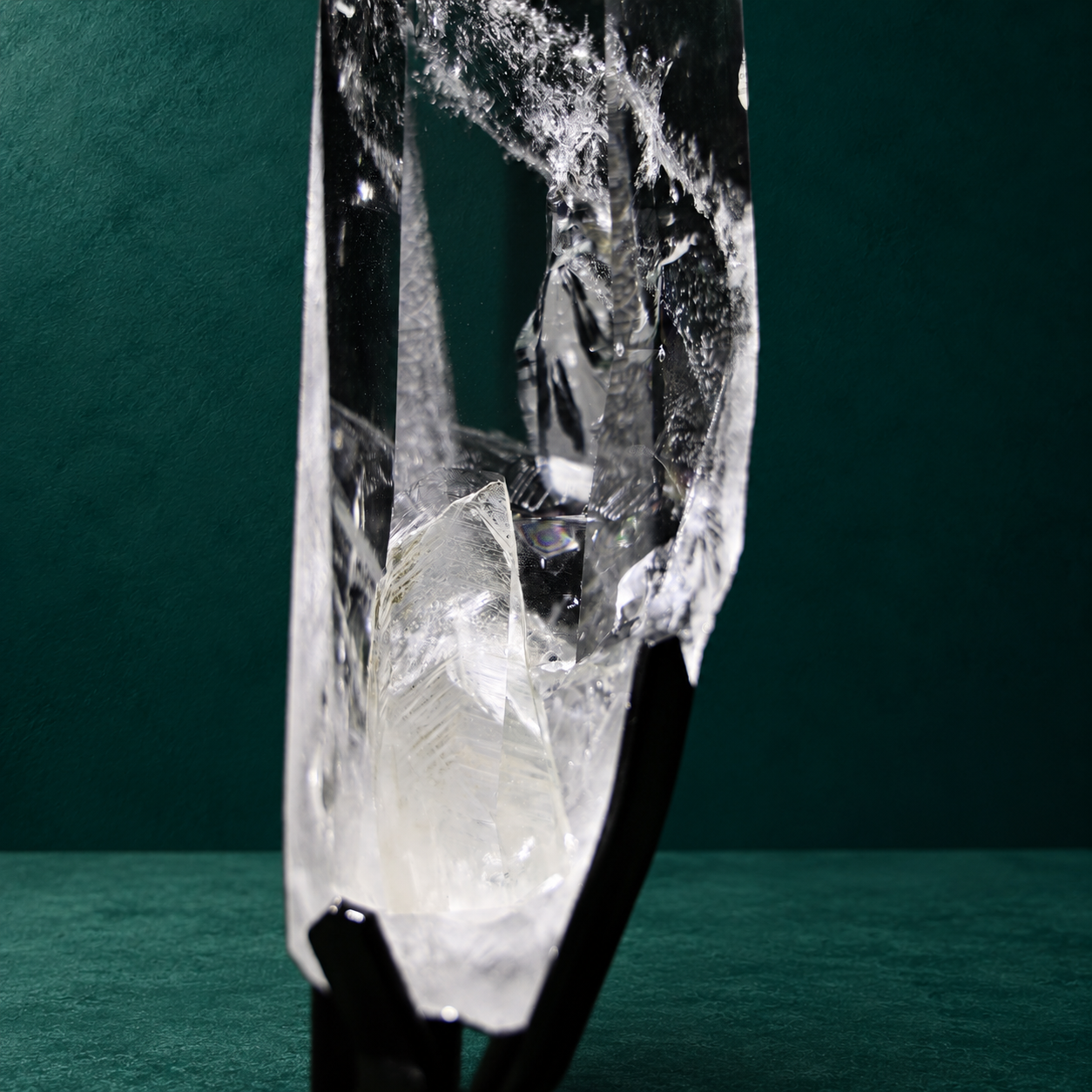 Tall Clear Lemurian Quartz with Rainbow