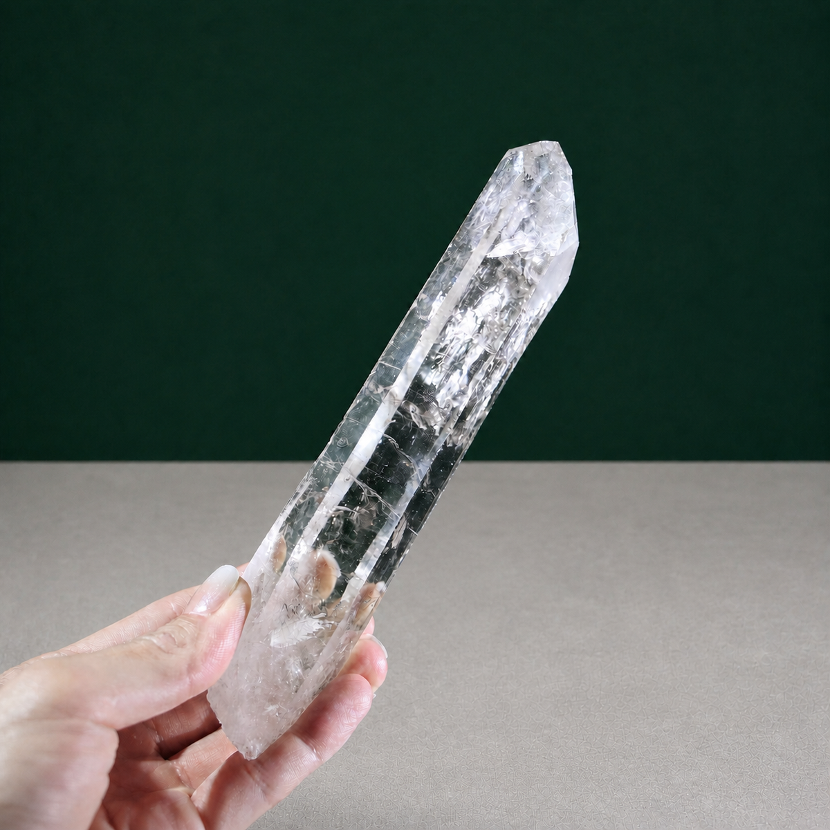 Tapered Light Smoky Polished Lemurian Seed Quartz
