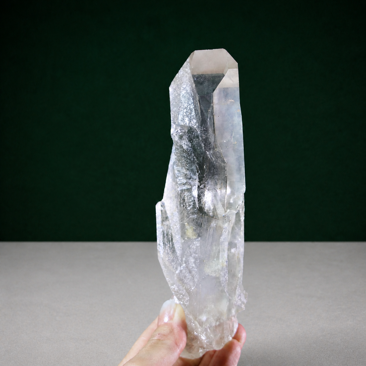 Unpolished Lemurian Seed with Striated Matrix Contact