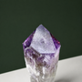 Natural termination detail on sculptural amethyst wand