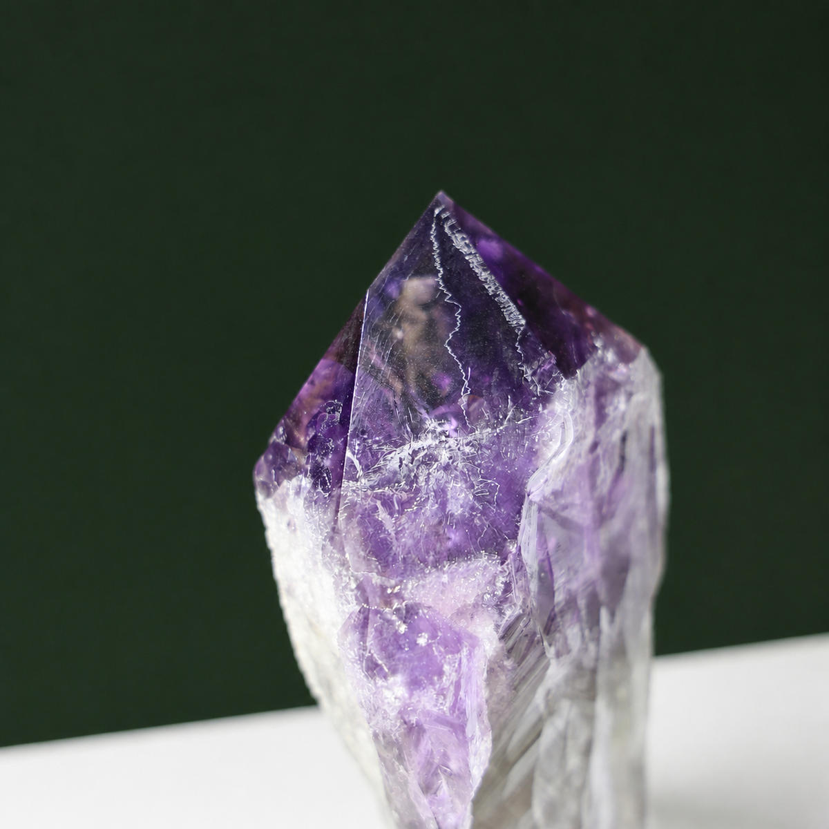 Natural termination detail on deep purple amethyst wand