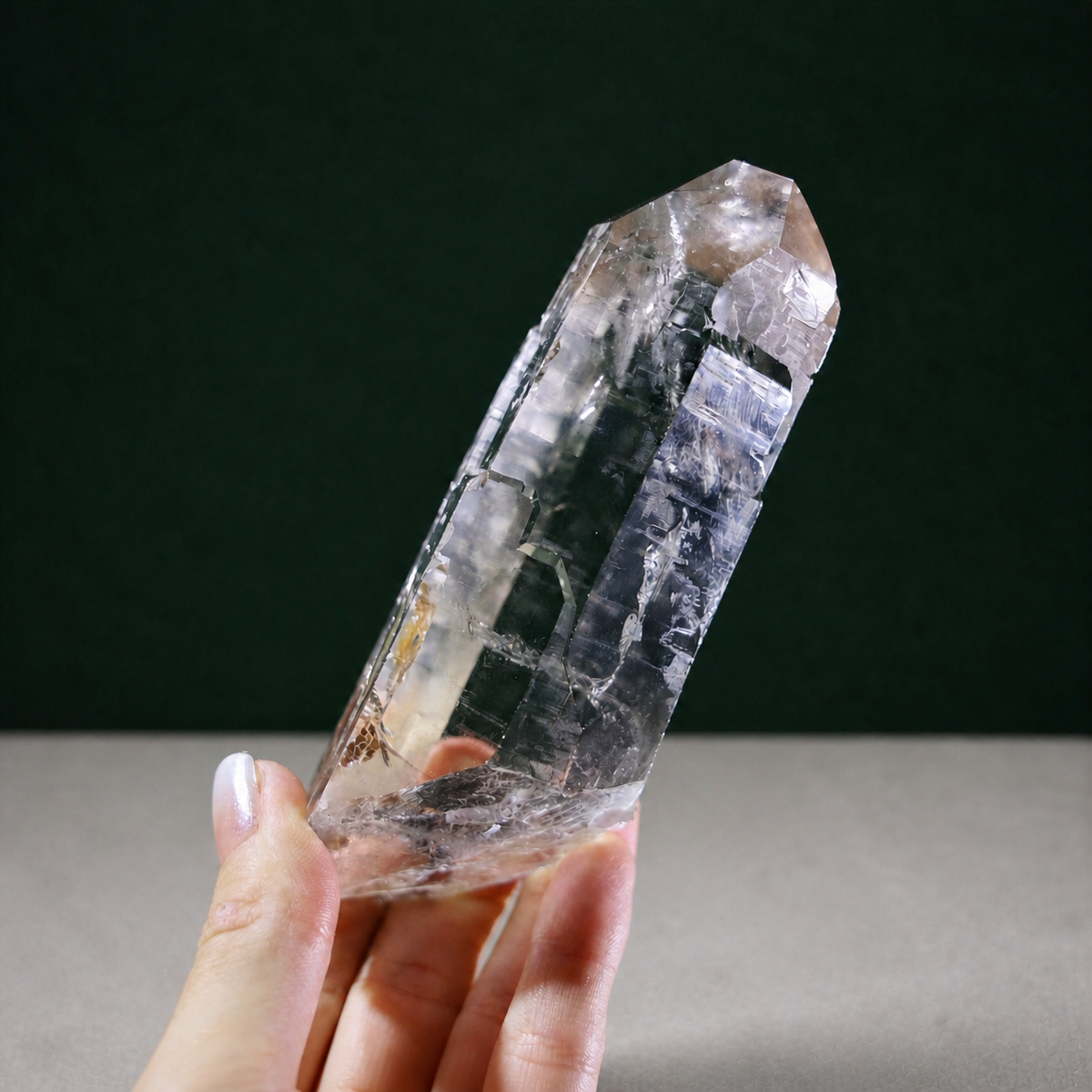 Light Smoky Cathedral Lemurian Seed with Iron Inclusion