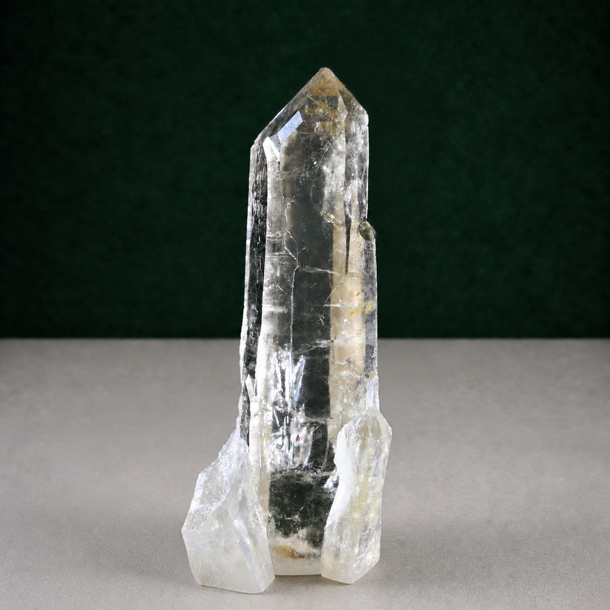 Light Smoky Lemurian Seed with Yellow Iron and Rainbow