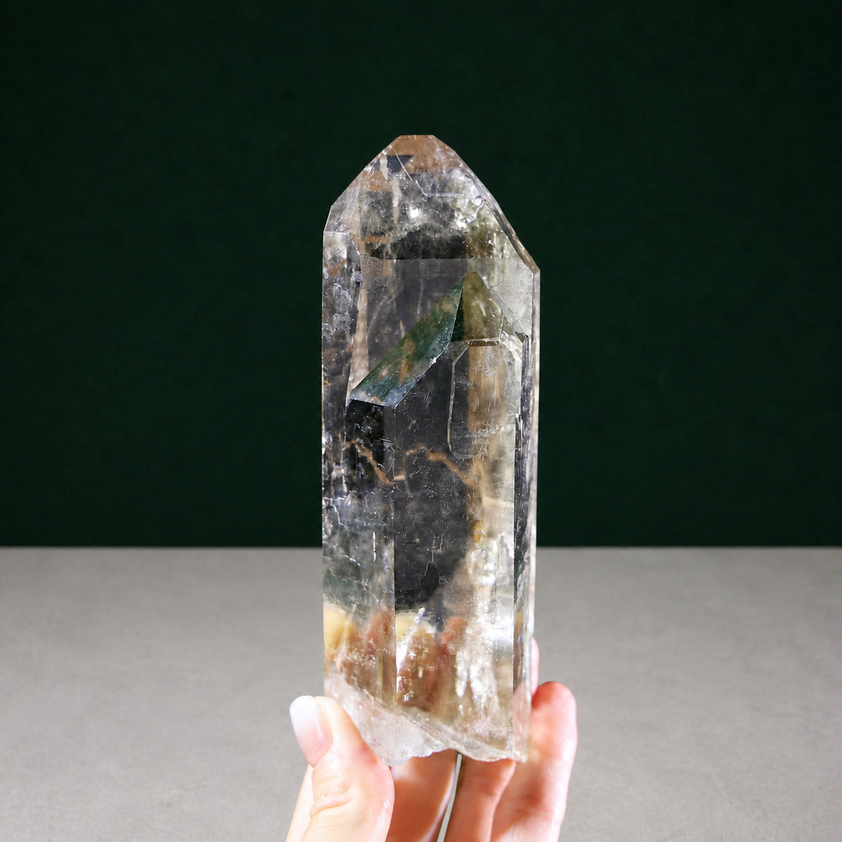 Unpolished Light Smoky Cathedral Lemurian Seed with Twin Point