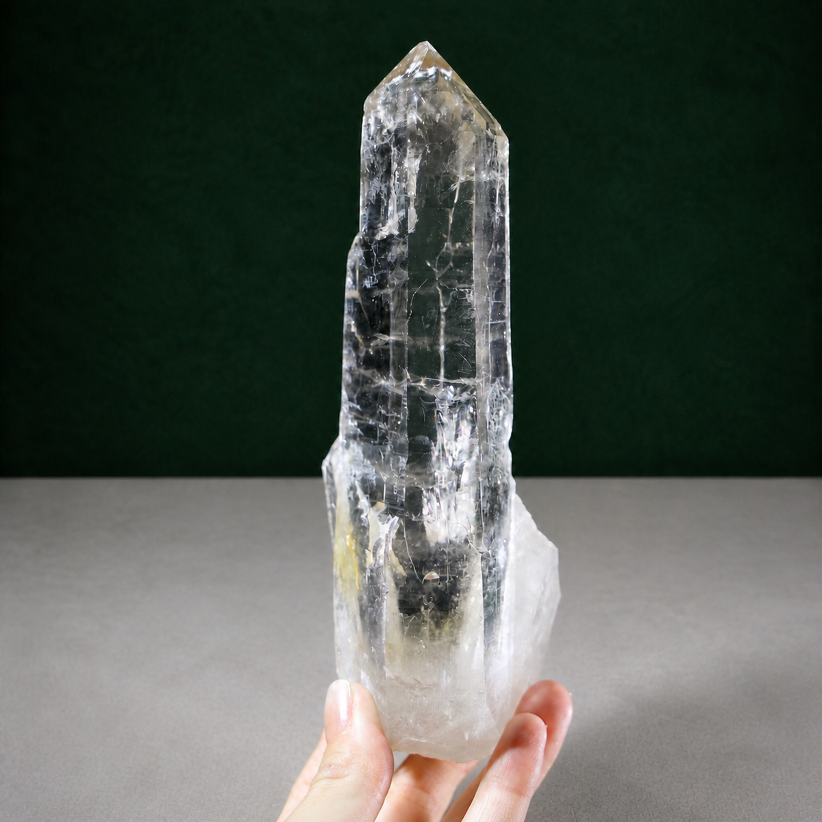 Light Smoky Lemurian Seed with Yellow Iron and Rainbow