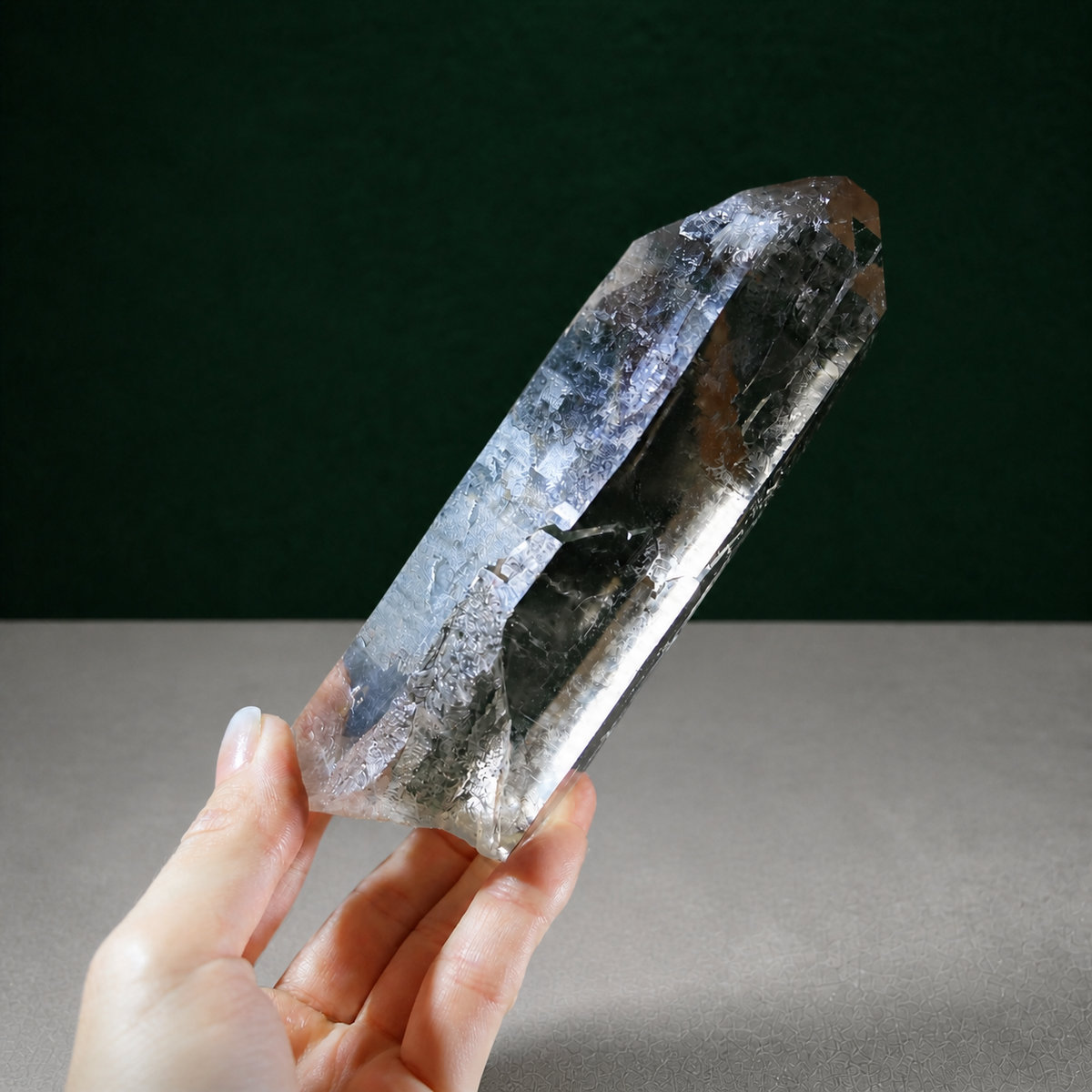 Unpolished Light Smoky Cathedral Lemurian Seed with Twin Point