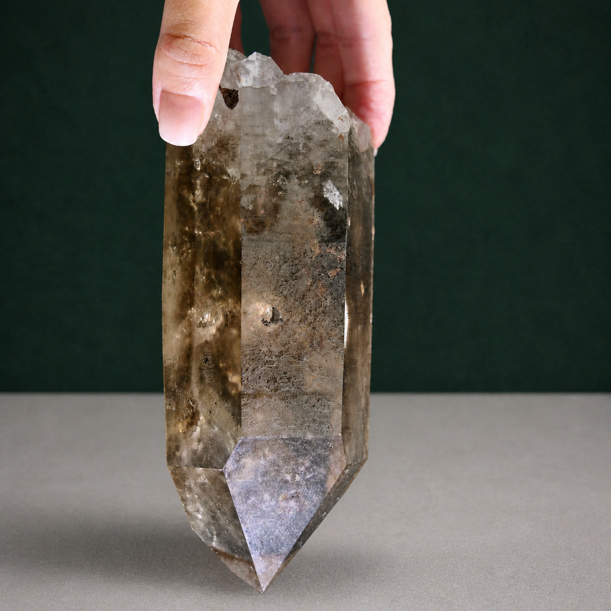 Unpolished Smoky Lemurian Seed with Iron Inclusions