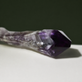 Naturally terminated amethyst wand, horizontal crystal detail