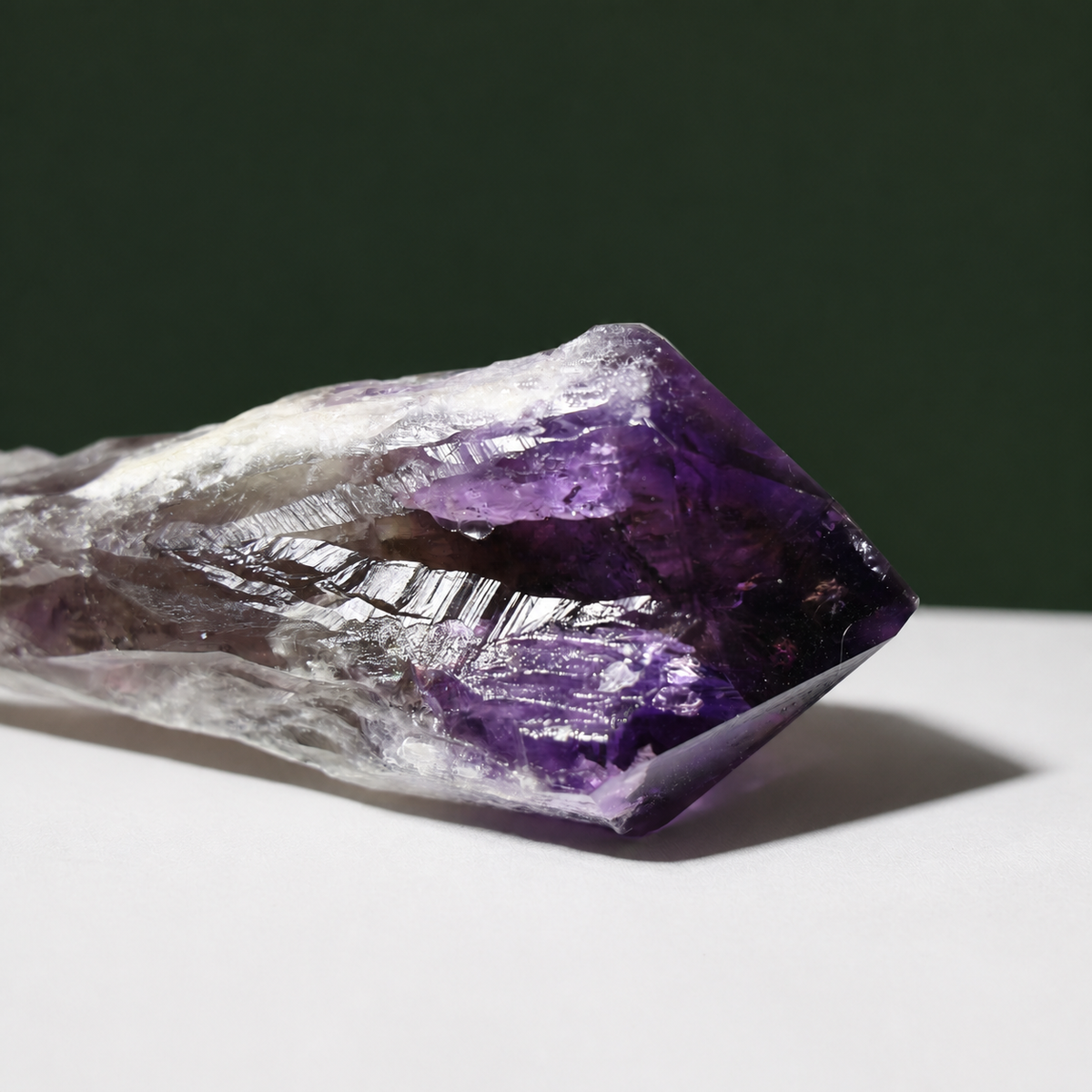 Sculptural amethyst wand, alternate crystal view