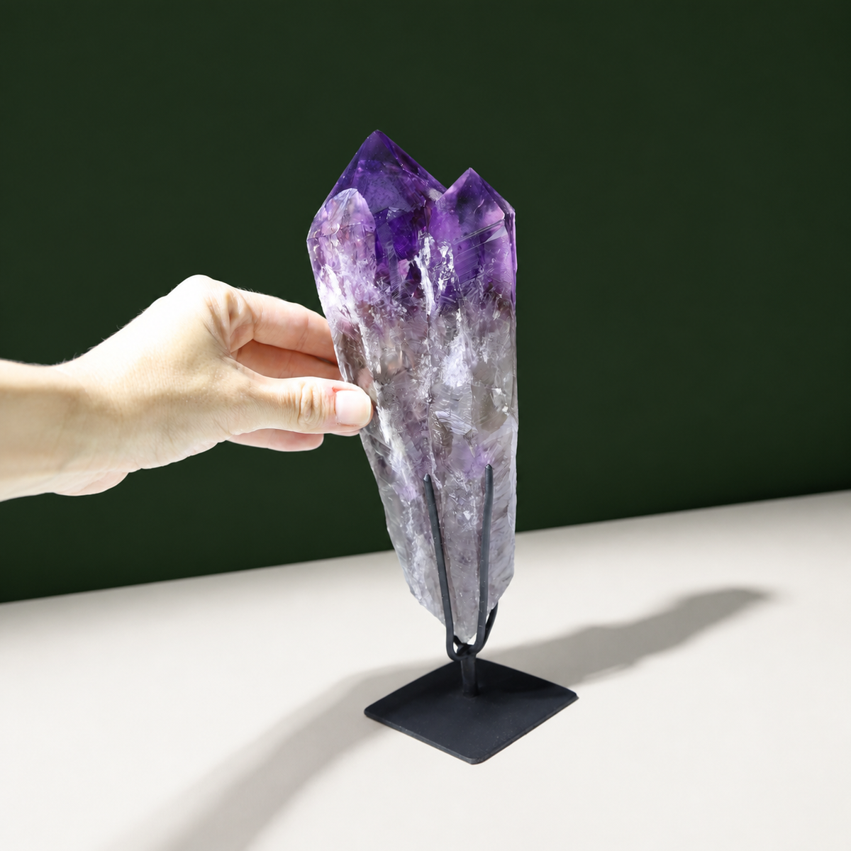 Multi-point amethyst wand, alternate crystal view