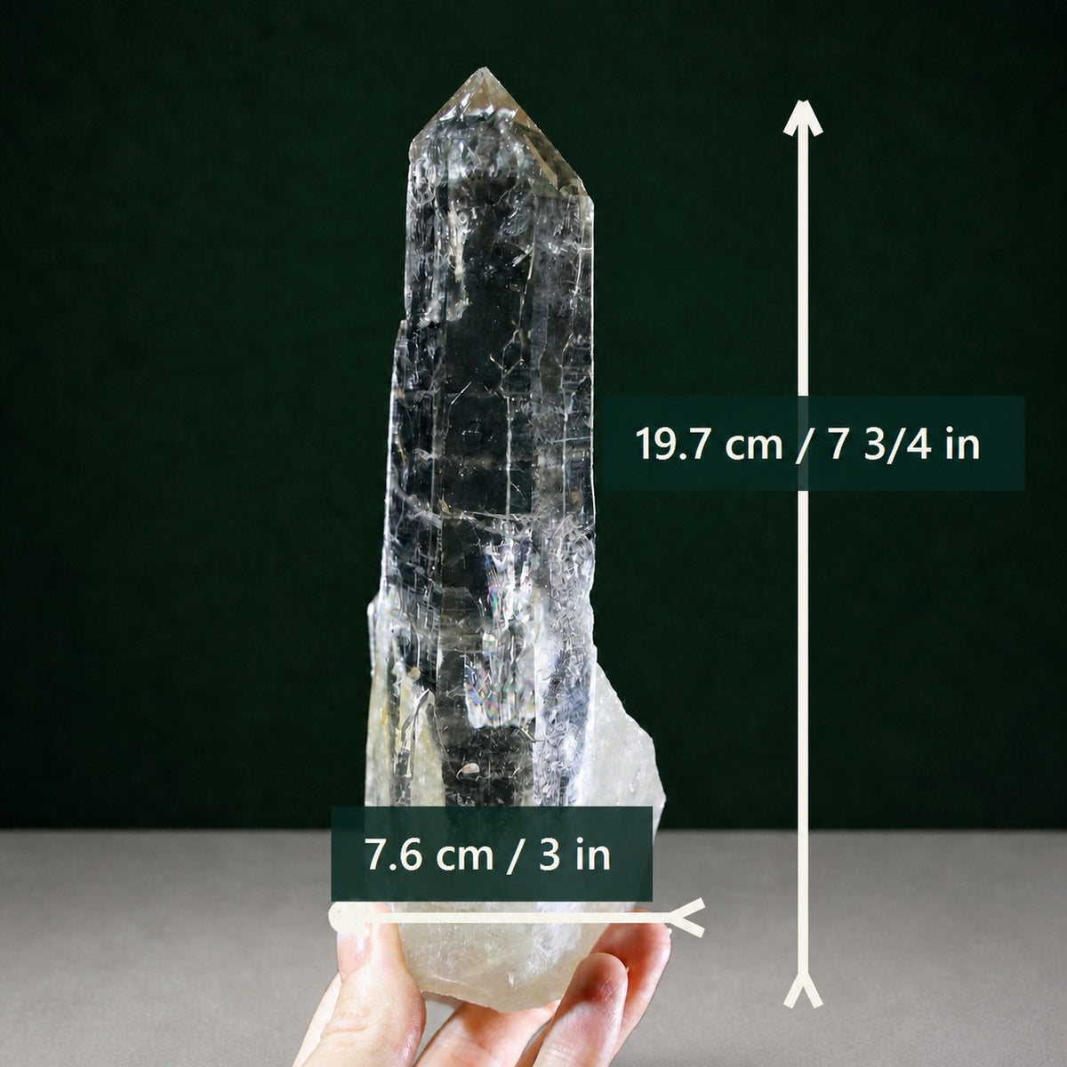 Light Smoky Lemurian Seed with Yellow Iron and Rainbow