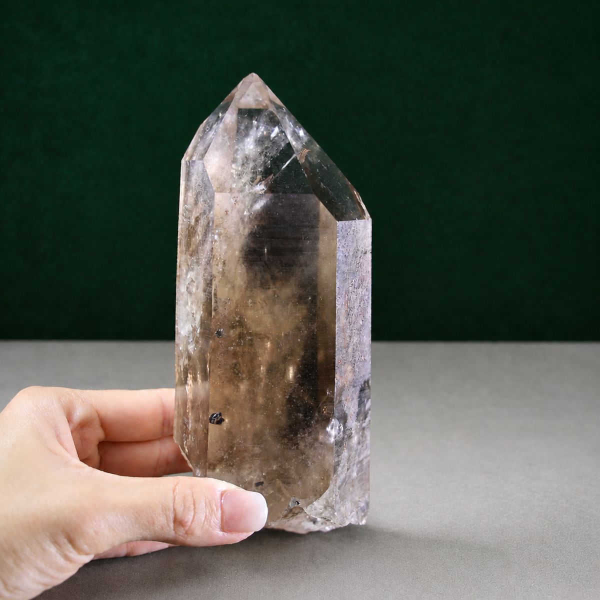 Unpolished Smoky Lemurian Seed with Iron Inclusions