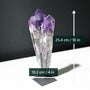 Multi-point amethyst wand dimensions in inches and centimeters
