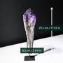 Sculptural amethyst wand dimensions in inches and centimeters