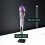 Slender amethyst point dimensions in inches and centimeters