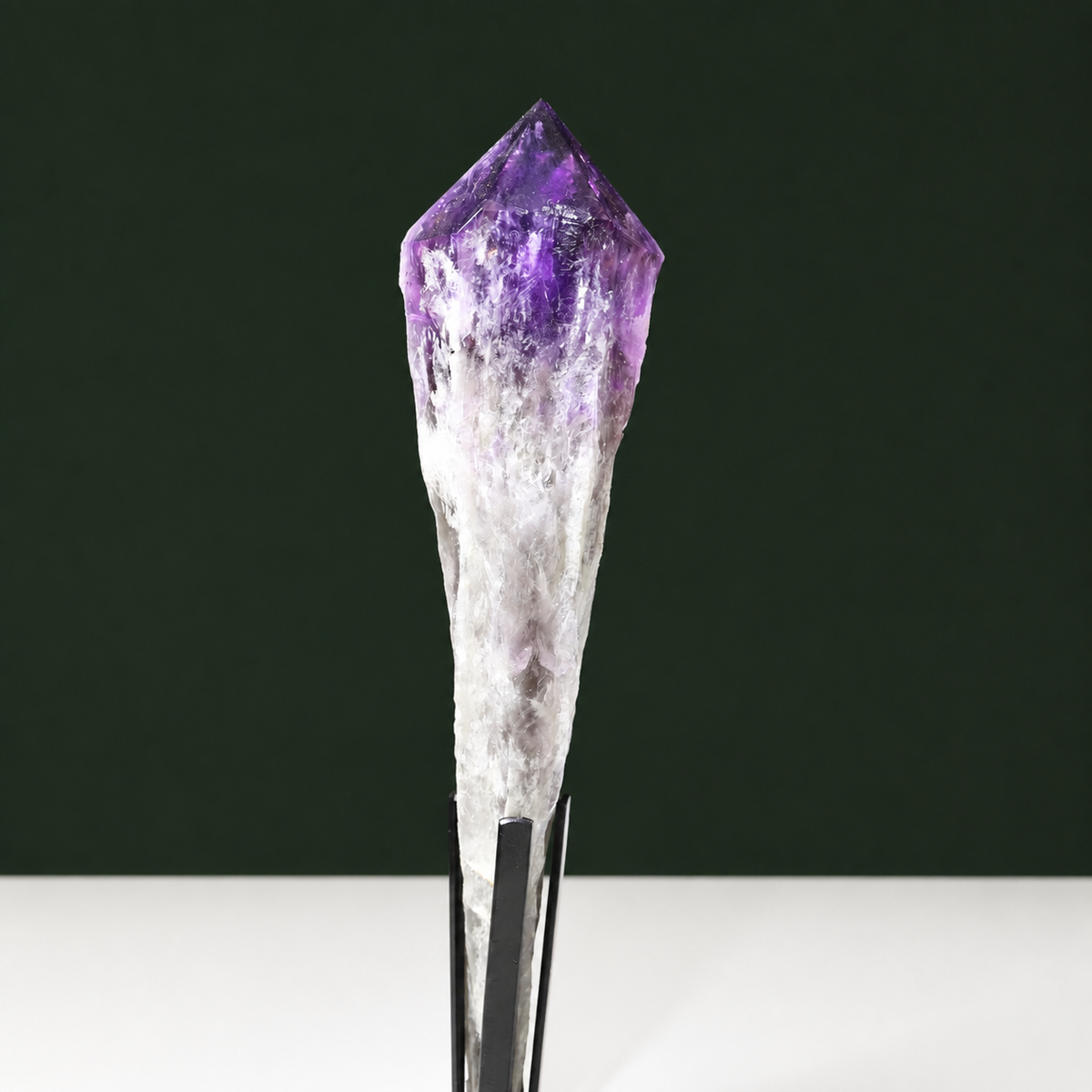 Deep violet naturally terminated amethyst wand, rear view