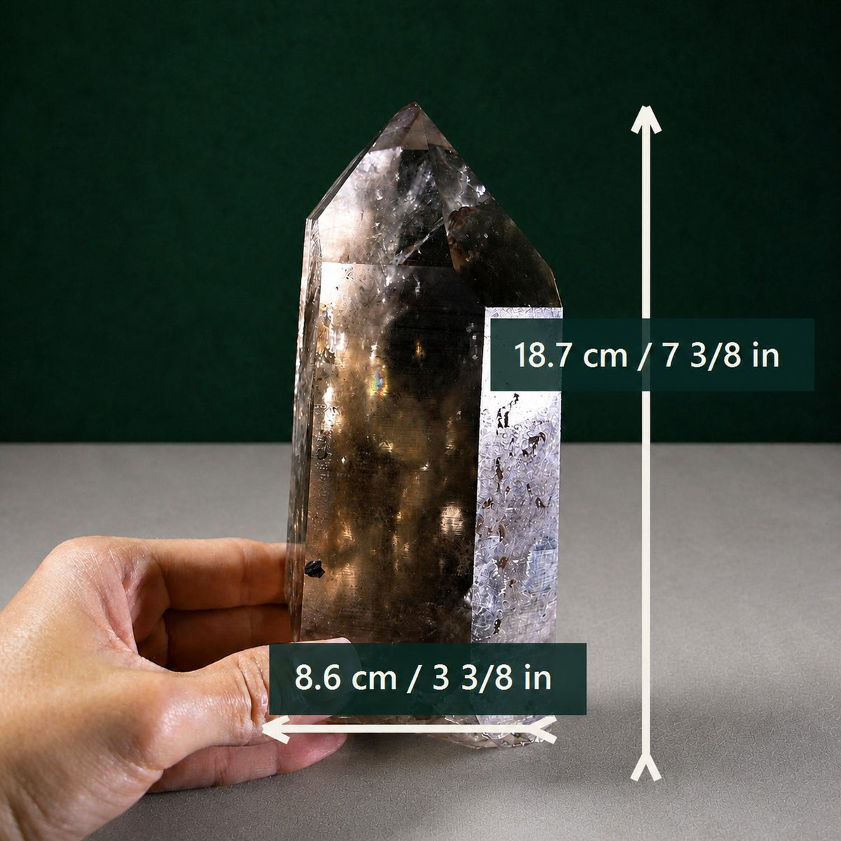 Unpolished Smoky Lemurian Seed with Iron Inclusions