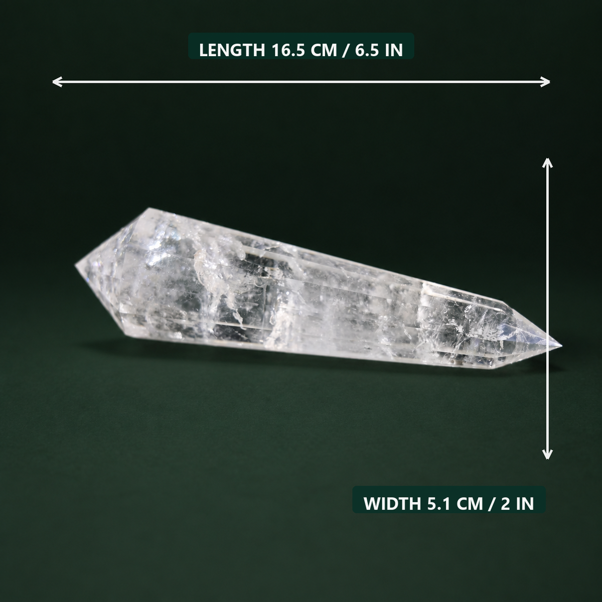Slender 6.5-Inch 12-Sided Vogel-Cut Quartz Crystal