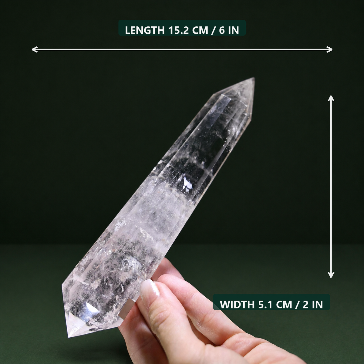 Compact 6-Inch 12-Sided Vogel-Cut Quartz Crystal