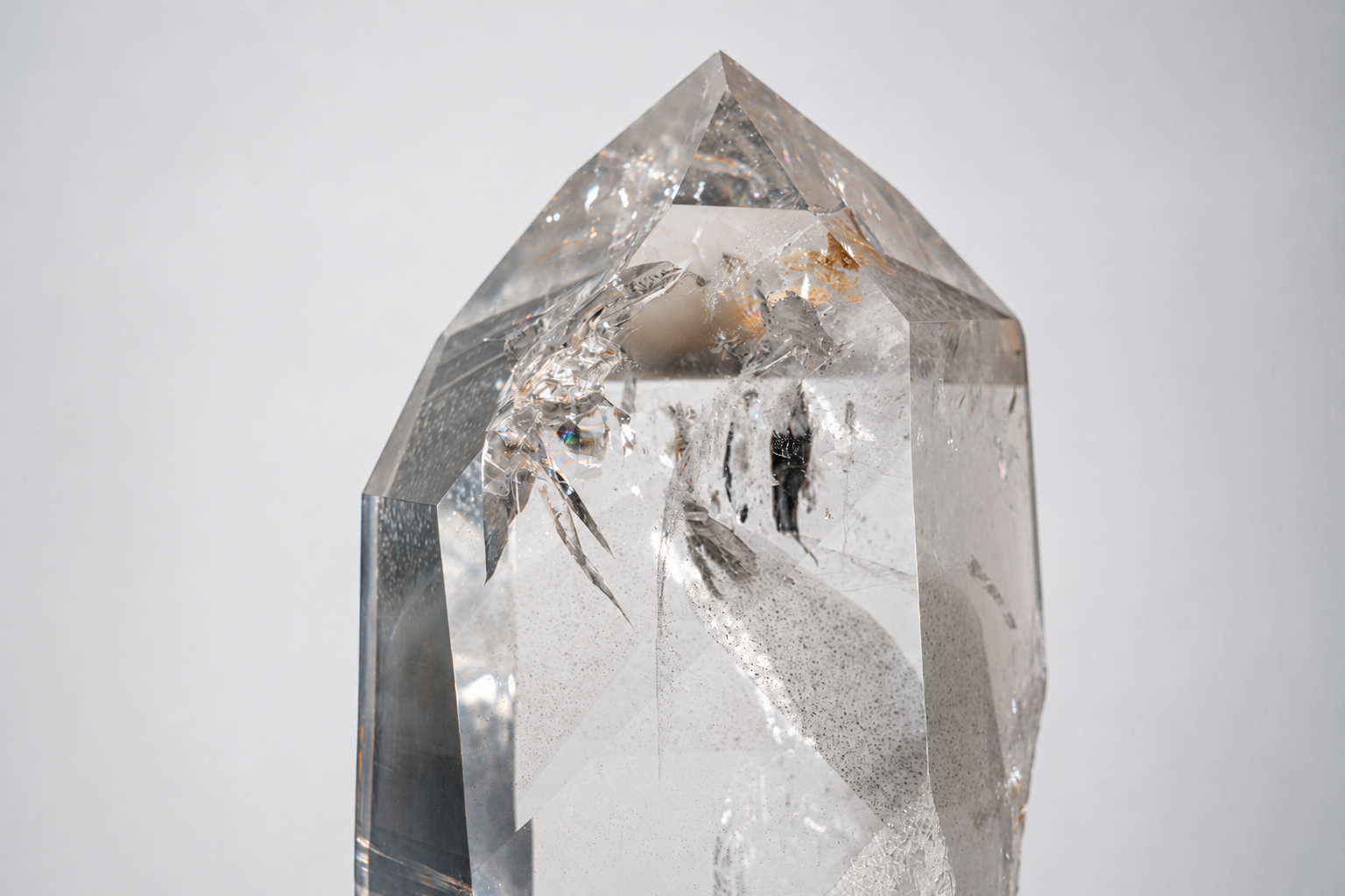 Alternate full view of the polished quartz specimen within its natural contour