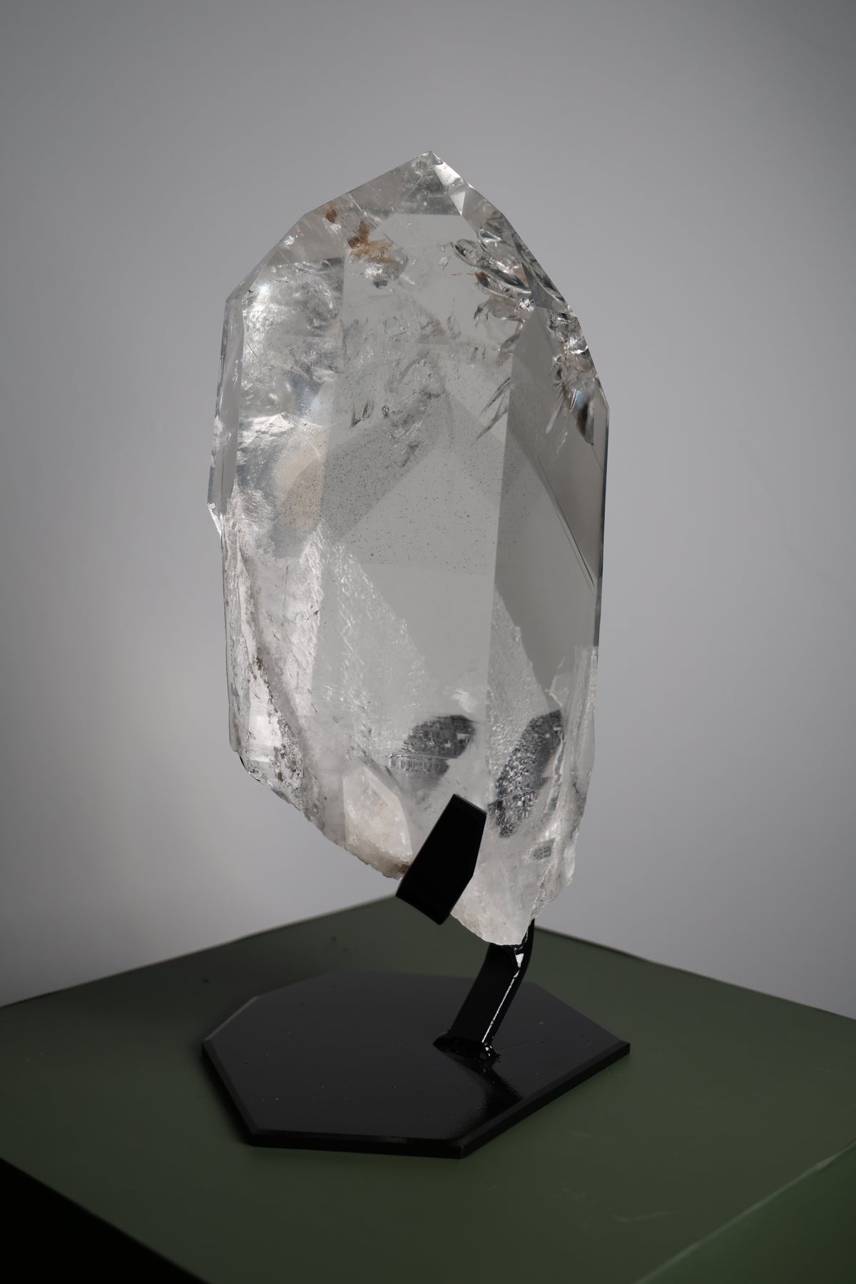 Detail showing the transparency and internal structure of the polished crystal