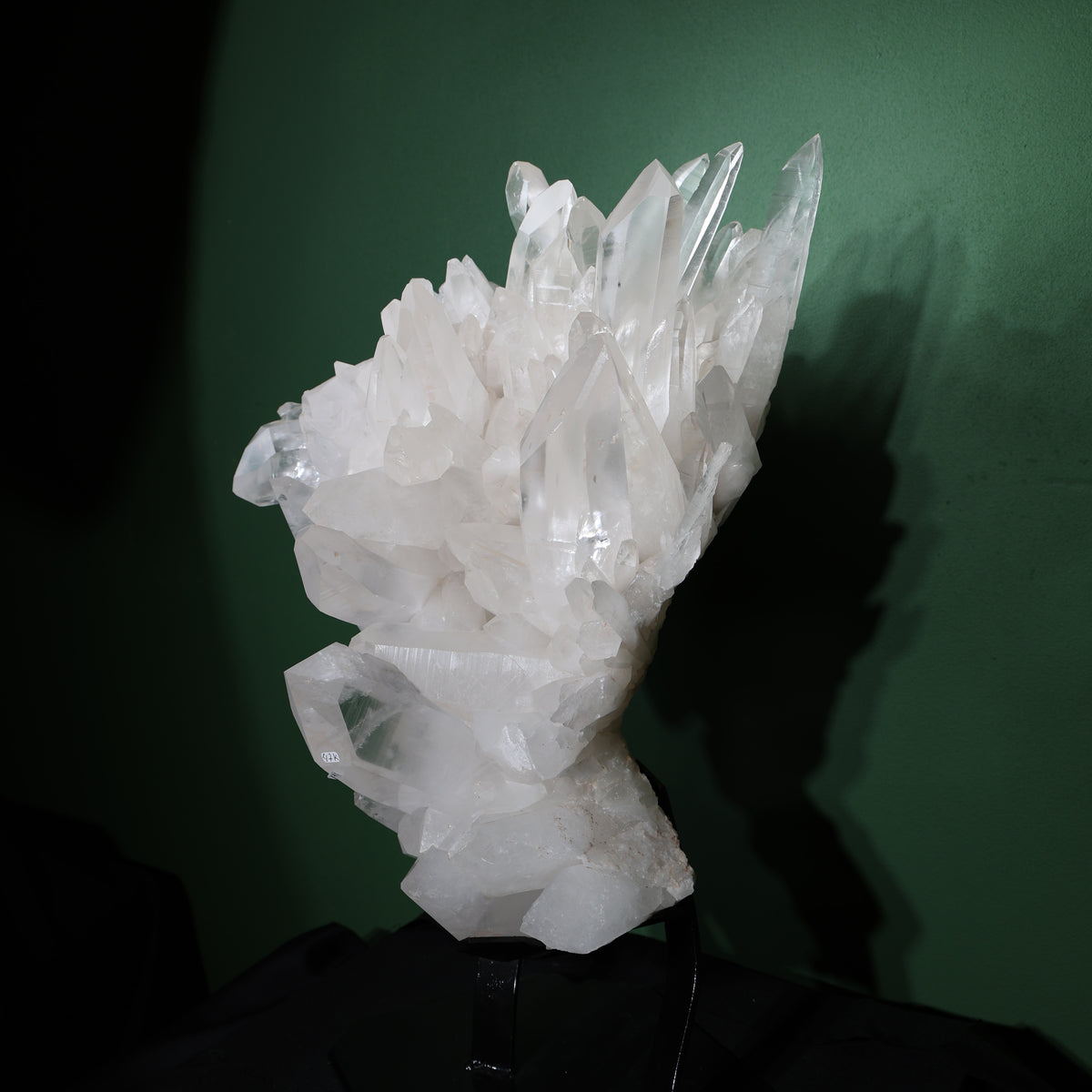 Side profile showing the unusual natural curve of the Lemurian quartz cluster