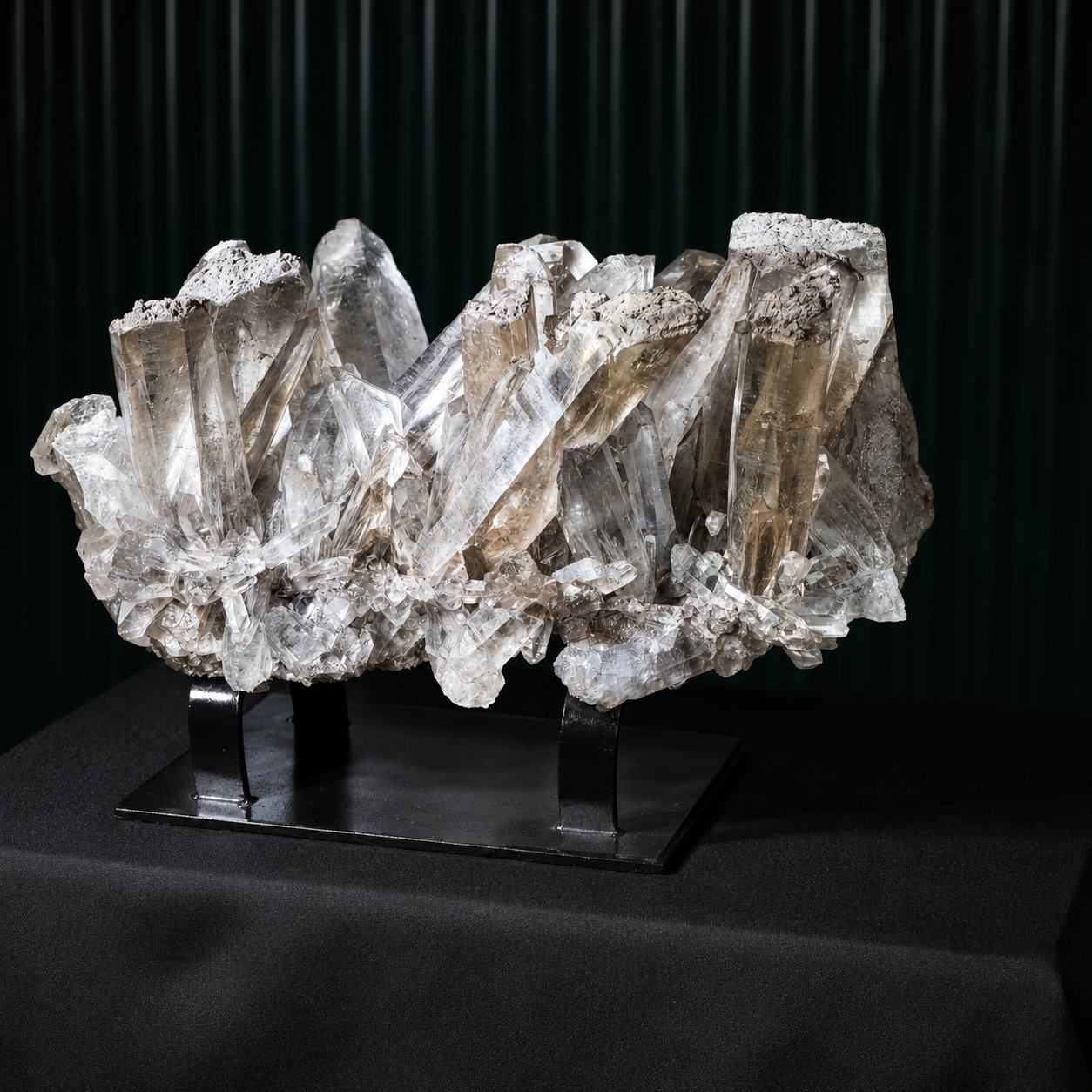 Front view of the collector-grade Diamantina smoky quartz cluster