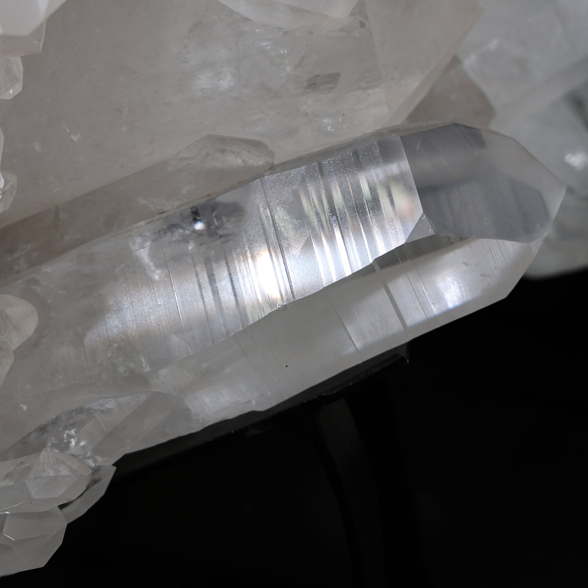 Backlit detail showing clarity through the quartz points
