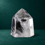 Polished quartz point, 0.748 kg, front view