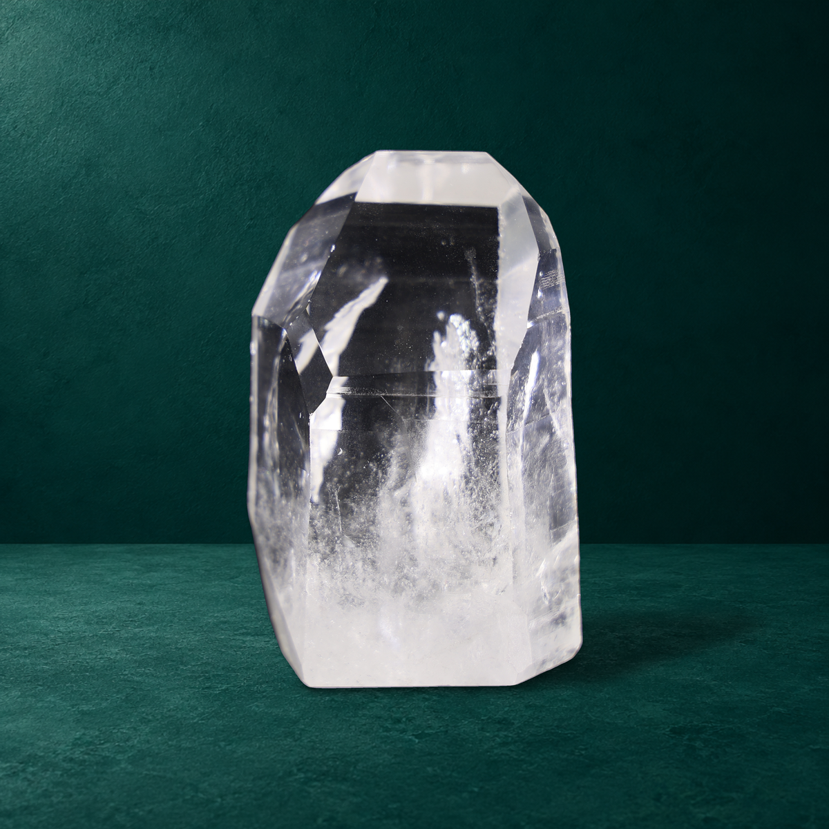 Another polished quartz point from the three-piece set, front view