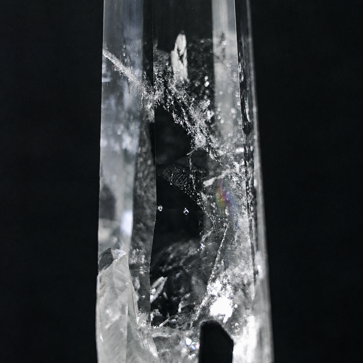 Tall Clear Lemurian Quartz with Rainbow
